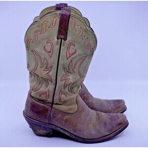 Ariat Boots Size 8B Style 15571 Western Cowboy Boots Green Leather Work Riding
